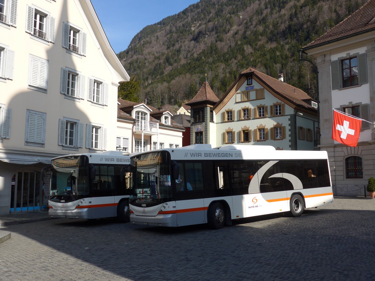 (159'298) - AAGU Altdorf - Nr. 5/UR 9329 - Scania/Hess am 18. Mrz 2015 in Altdorf, Telldenkmal