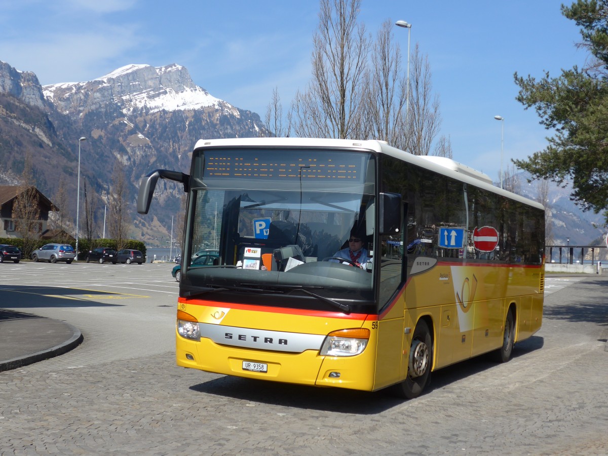 (159'313) - AAGU Altdorf - Nr. 59/UR 9358 - Setra am 18. Mrz 2015 beim Bahnhof Flelen