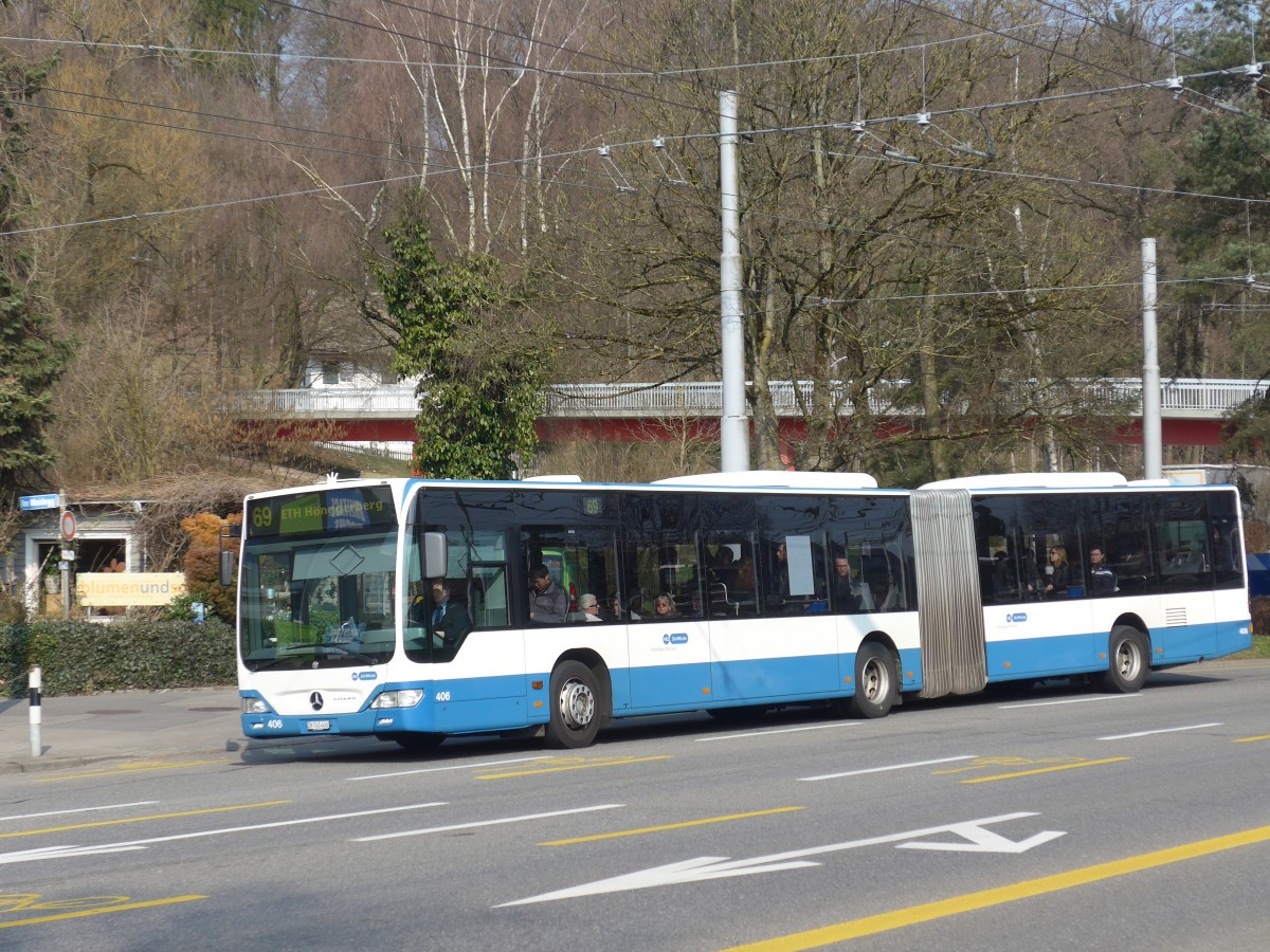 (159'371) - VBZ Zrich - Nr. 406/ZH 745'406 - Mercedes am 19. Mrz 2015 in Zrich, Bucheggplatz