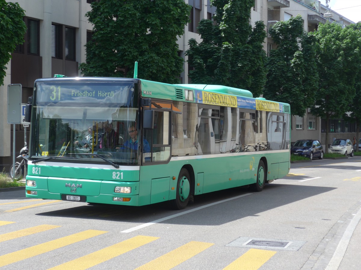 (160'551) - BVB Basel - Nr. 821/BS 2821 - MAN am 17. Mai 2015 in Basel, Wettsteinplatz