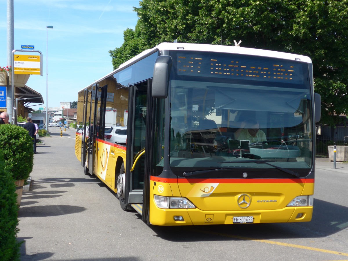 (161'250) - Wieland, Murten - Nr. 50/FR 300'633 - Mercedes (ex Klopfstein, Laupen Nr. 10) am 28. Mai 2015 beim Bahnhof Murten