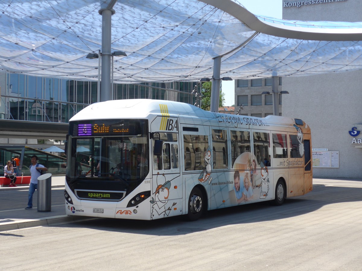 (161'901) - AAR bus+bahn, Aarau - Nr. 43/AG 389'243 - Volvo am 6. Juni 2015 beim Bahnhof Aarau