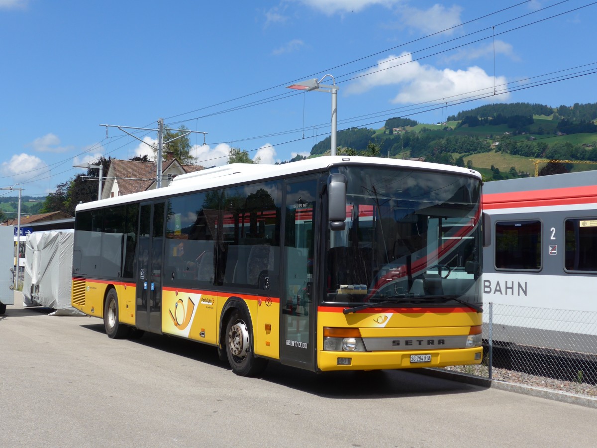 (163'274) - PostAuto Ostschweiz - SG 284'018 - Setra am 2. August 2015 in Nesslau, Garage