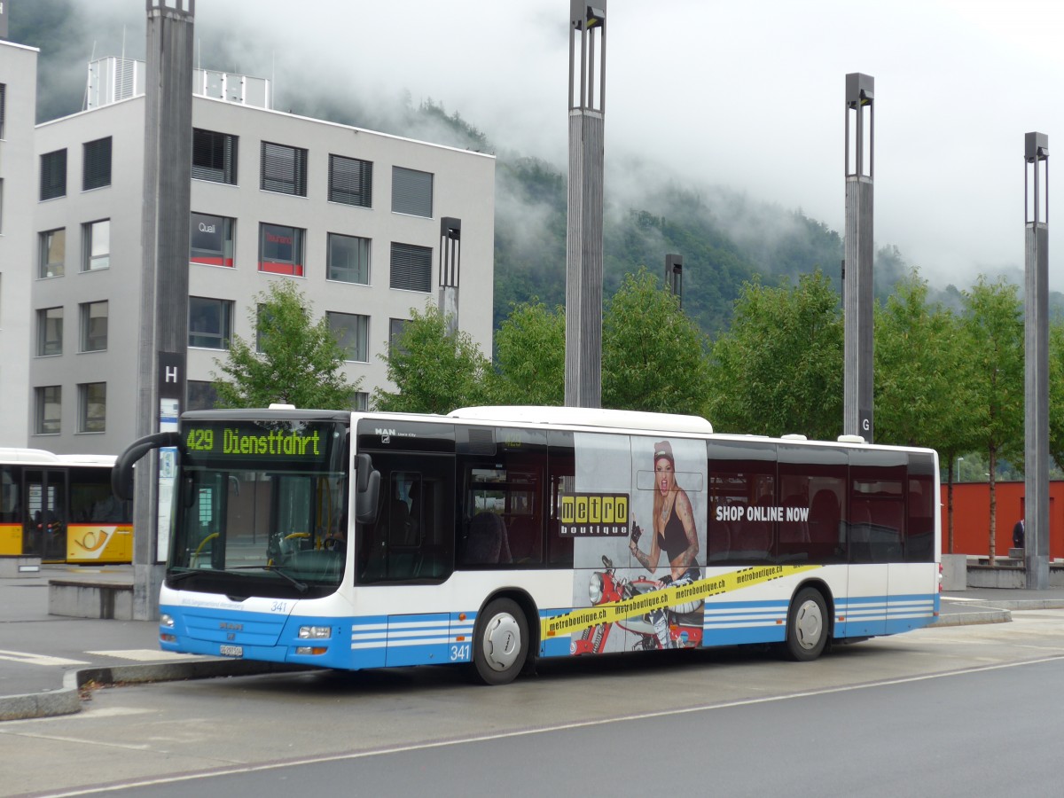 (163'494) - BSW Sargans - Nr. 341/SG 297'514 - MAN am 16. August 2015 beim Bahnhof Sargans