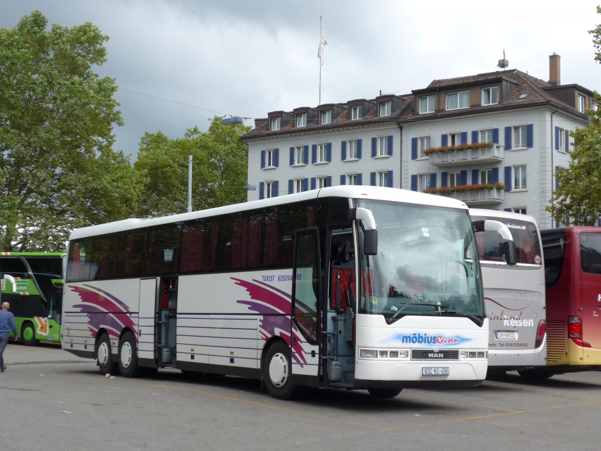 (163'627) - Aus dem Kosovo: Turist Kosovare - 632-KS-456 - MAN (ex Mbius, D-Herne) am 16. August 2015 in Zrich, Sihlquai