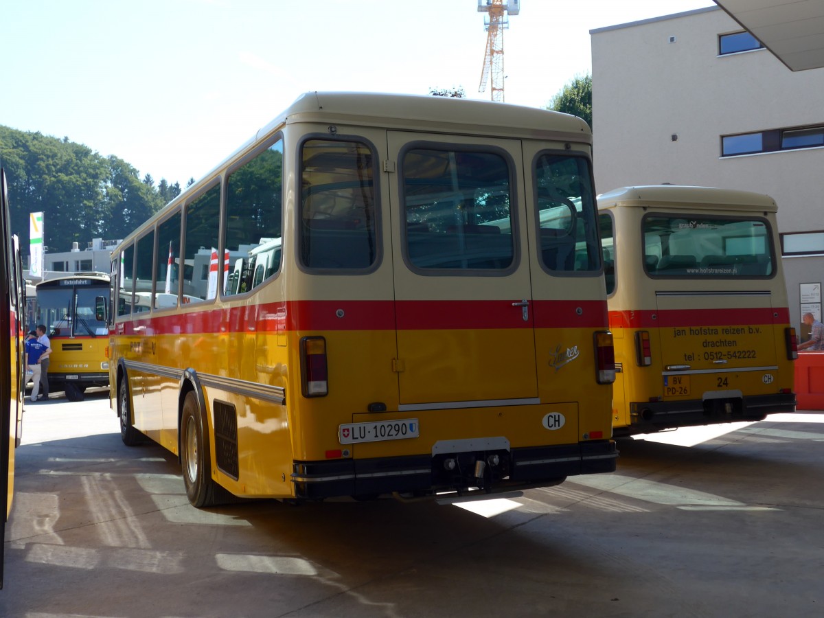 (164'145) - Amstein, Willisau - LU 10'290 - Saurer/Tscher (ex Allemann, Niederbipp; ex Semadeni, Poschiavo; ex Kasper, Poschiavo; ex PostAuto Graubnden; ex P 24'285) am 29. August 2015 in Oberkirch, CAMPUS Sursee