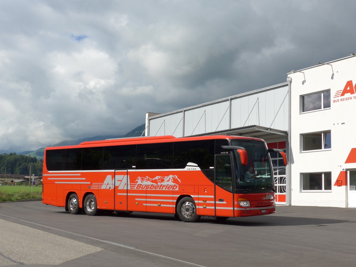 (164'403) - AFA Adelboden - Nr. 23/BE 26'709 - Setra (ex Blaguss, A-Wien Nr. 5402) am 6. September 2015 in Frutigen, Garage