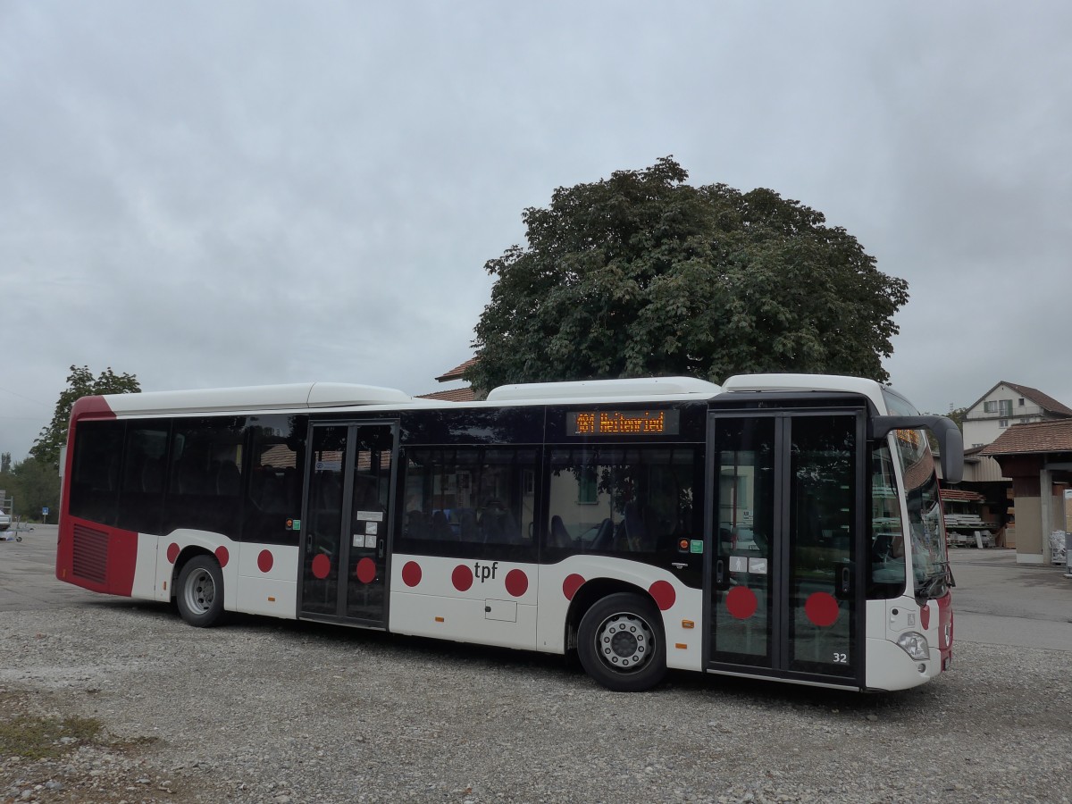 (164'666) - TPF Fribourg - Nr. 32/FR 300'287 - Mercedes am 13. September 2015 beim Bahnhof Schwarzenburg