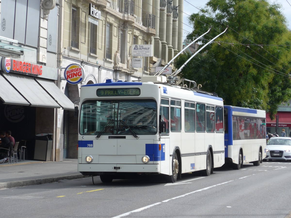 (165'146) - TL Lausanne - Nr. 788 - NAW/Lauber Trolleybus am 18. September 2015 in Lausanne, Bel-Air