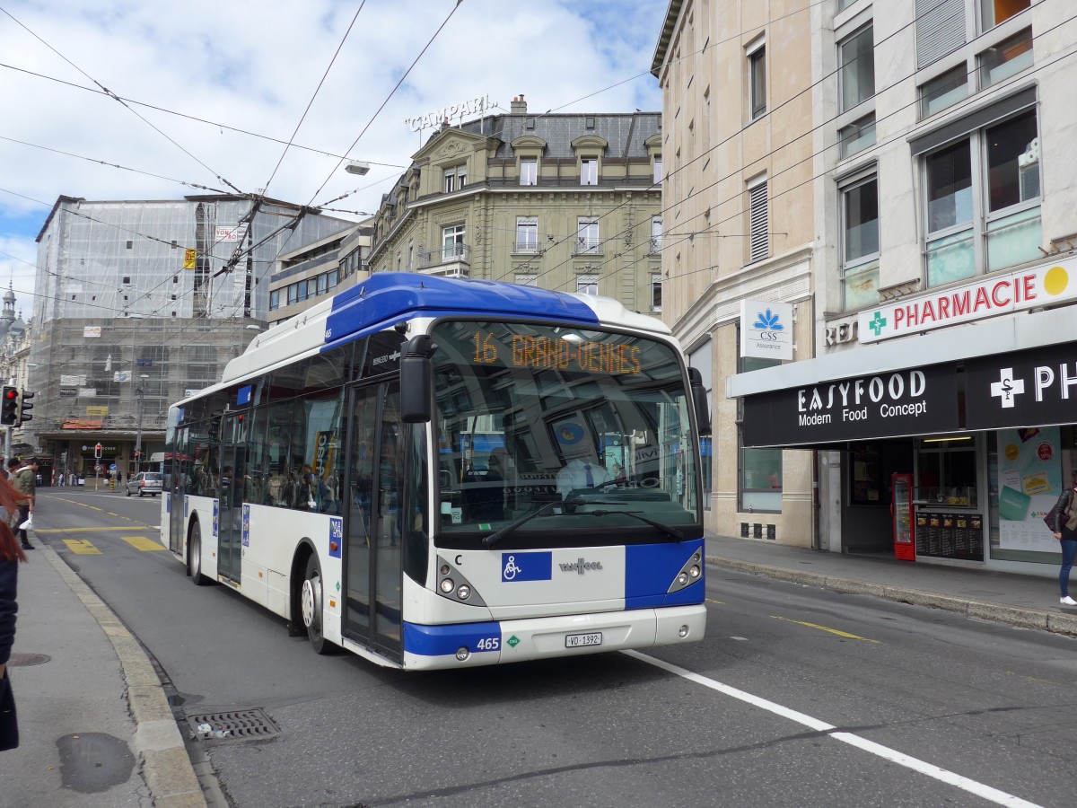 (165'159) - TL Lausanne - Nr. 465/VD 1392 - Van Hool am 18. September 2015 in Lausanne, Bel-Air