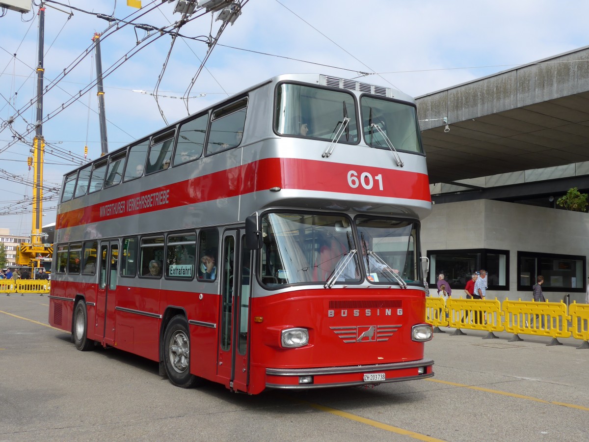 (165'871) - WV Winterthur - Nr. 601/ZH 203'738 - Bssing (ex Nr. 201; ex Amt fr Luftverkehr, Zrich Nr. 47; ex Swissair, Zrich Nr. 23) am 26. September 2015 in Winterthur, Depot Grzefeld