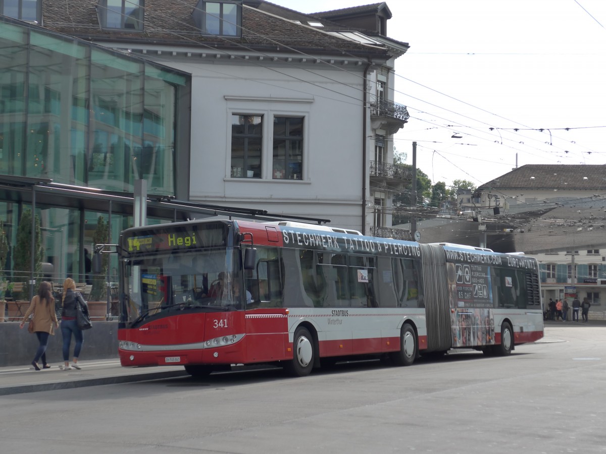 (165'912) - SW Winterthur - Nr.341/ZH 745'341 - Solaris am 26. September 2015 beim Hauptbahnhof Winterthur