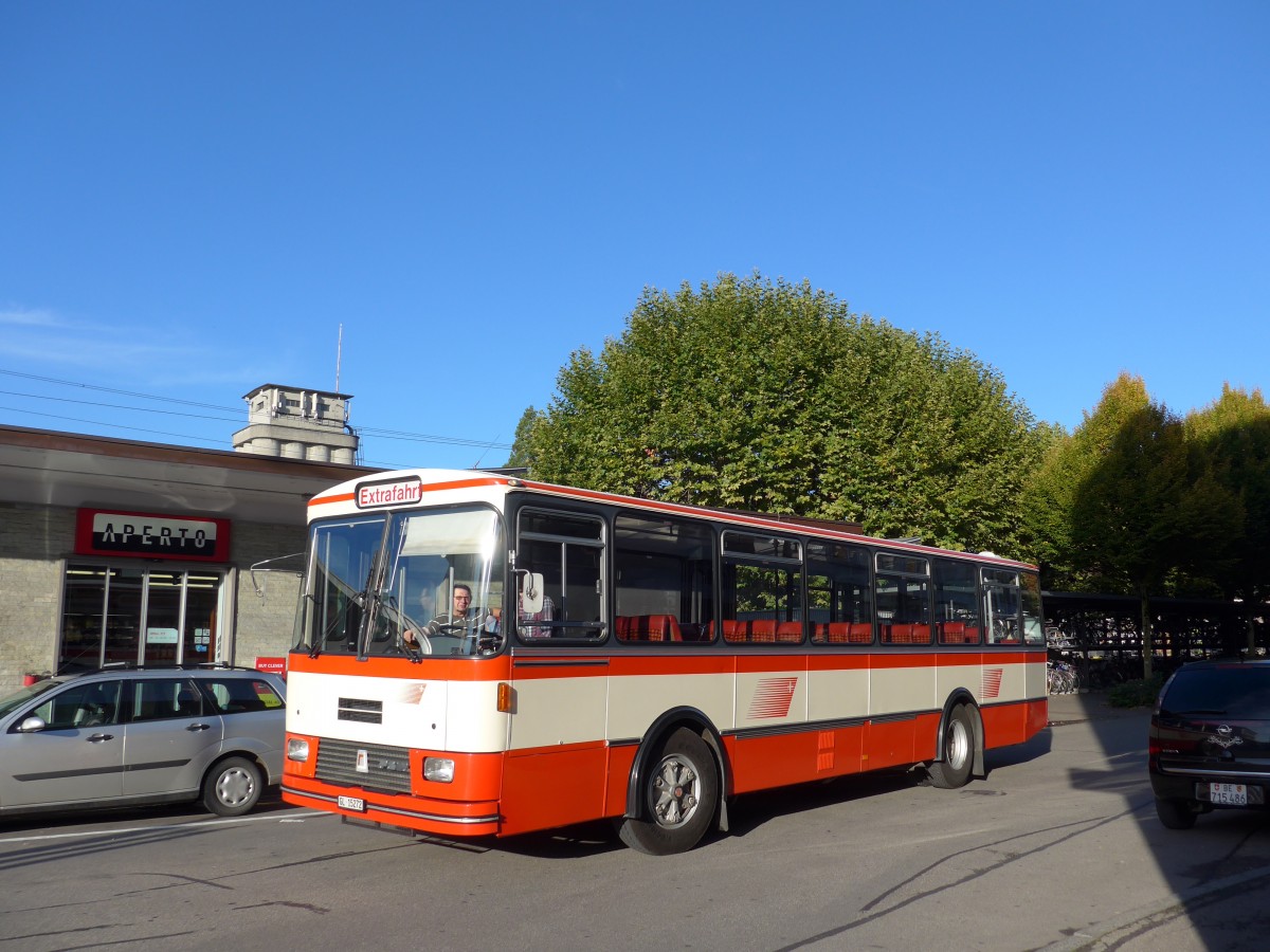 (166'053) - Frey, Opfikon - GL 15'272 - FBW/R&J (ex Tiemann, Oetwil Nr. 20; ex AAGS Schwyz Nr. 20) am 4. Oktober 2015 beim Bahnhof Burgdorf