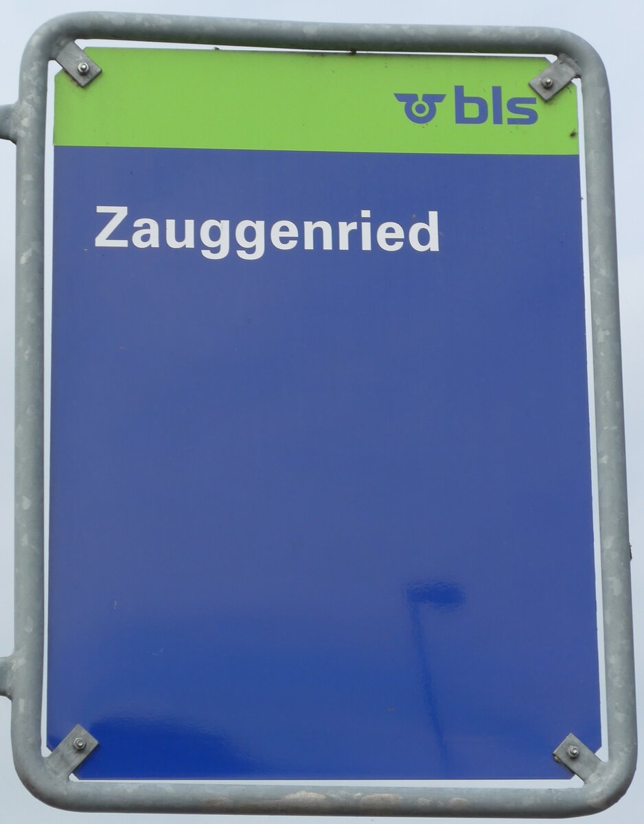 (166'235) - bls-Haltestellenschild - Zauggenried, Zauggenried - am 12. Oktober 2015