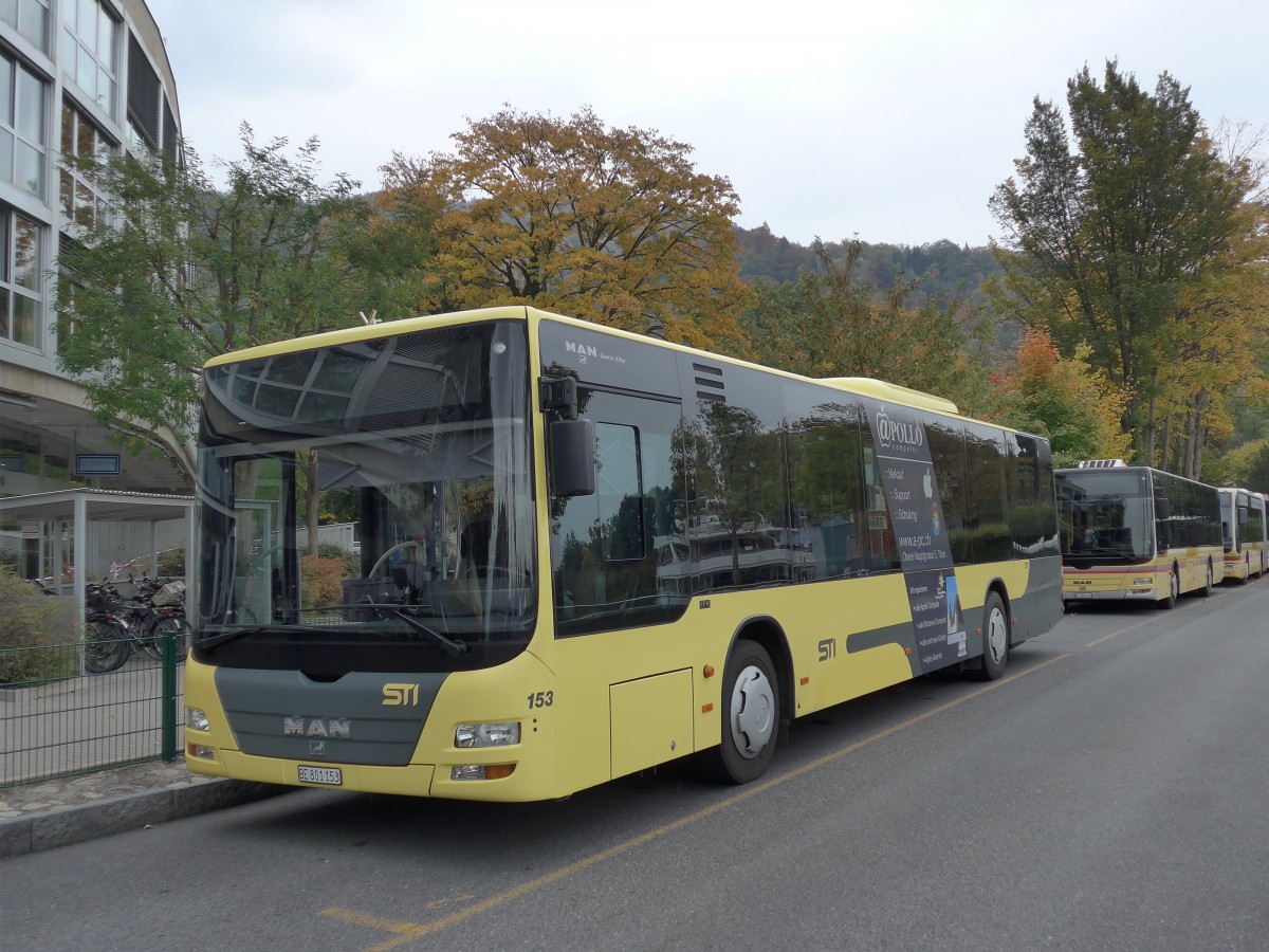 (166'242) - STI Thun - Nr. 153/BE 801'153 - MAN am 13. Oktober 2015 bei der Schifflndte Thun