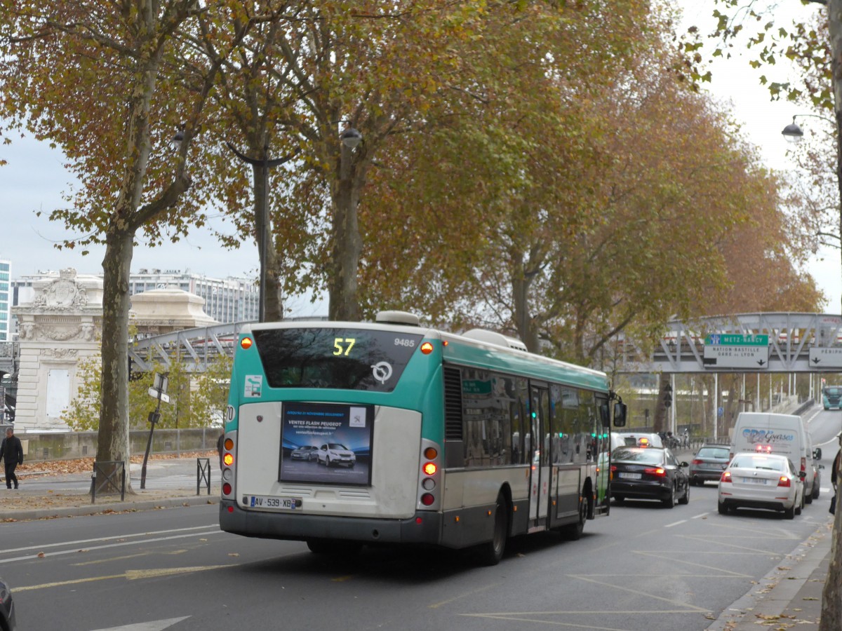 (166'813) - RATP Paris - Nr. 9485/AV 539 XB - Scania am 16. November 2015 in Paris, Gare d'Austerlitz