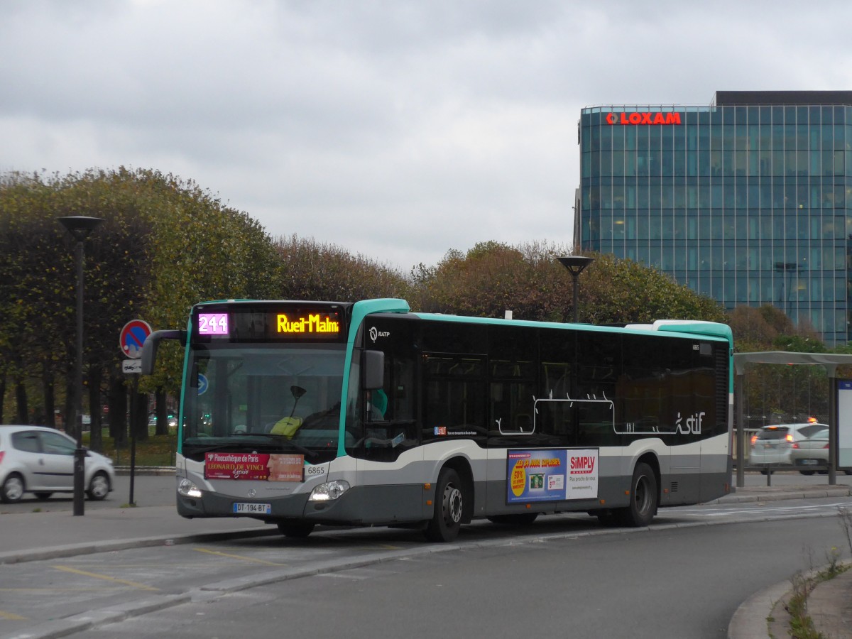 (167'015) - RATP Paris - Nr. 6865/DT 194 BT - Mercedes am 16. November 2015 in Paris, Porte Maillot