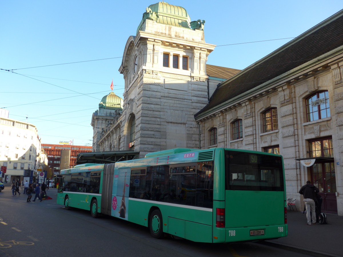 (167'392) - BVB Basel - Nr. 788/BS 3288 - MAN am 18. November 2015 beim Bahnhof Basel