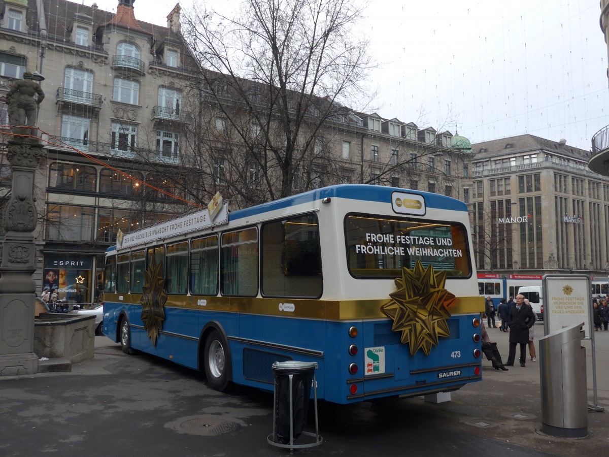 (167'671) - VBZ Zrich - Nr. 473 - Saurer/R&J Pcklibus (ex Nr. 9017; ex Nr. 263) am 5. Dezember 2015 in Zrich, Bahnhofstrasse