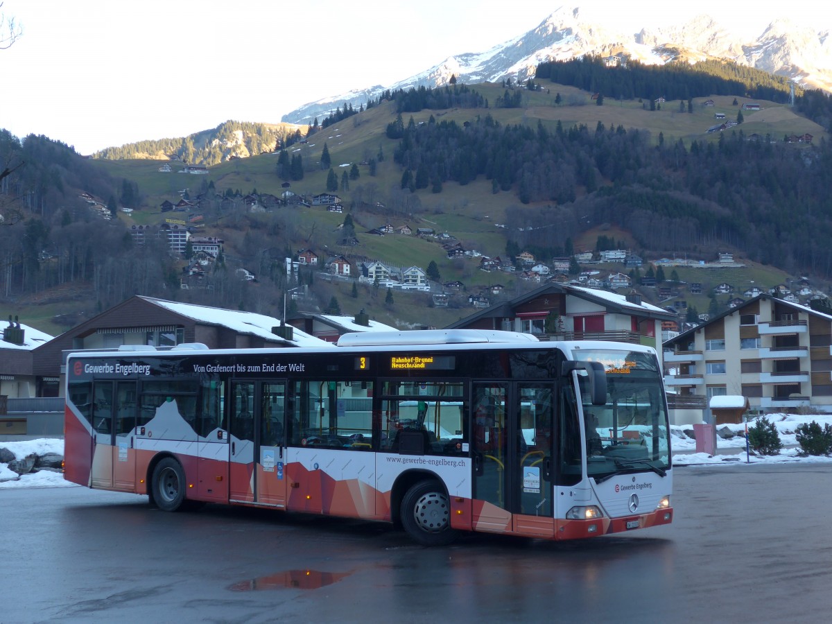 (167'898) - EAB Engelberg - Nr. 8/OW 22'333 - Mercedes (ex Ming, Sils-Maria; ex Vorfhrwagen EvoBus, D-Mannheim) am 25. Dezember 2015 in Engelberg, Titlisbahnen