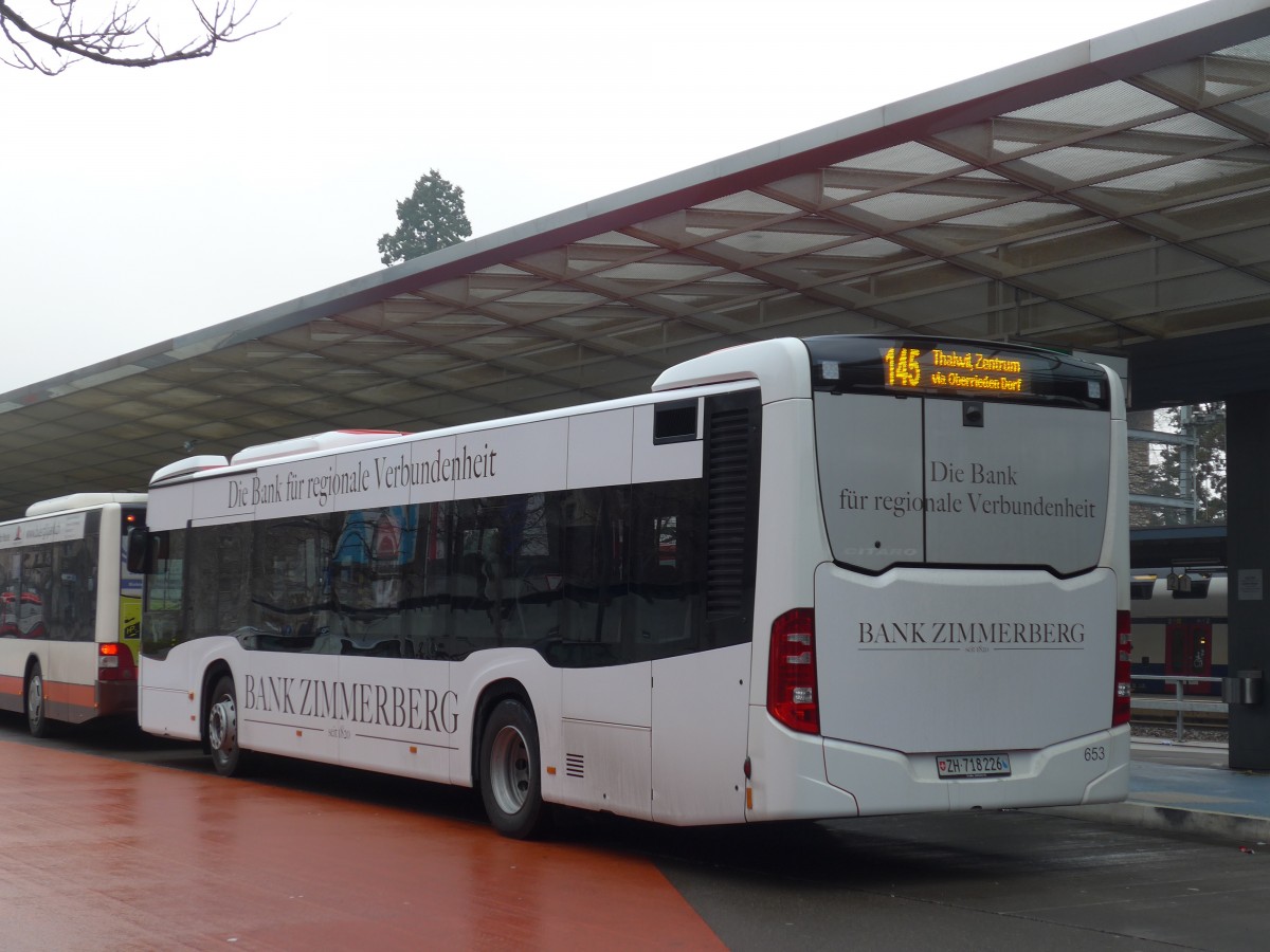 (168'192) - AHW Horgen - Nr. 653/ZH 718'226 - Mercedes am 1. Januar 2016 beim Bahnhof Horgen