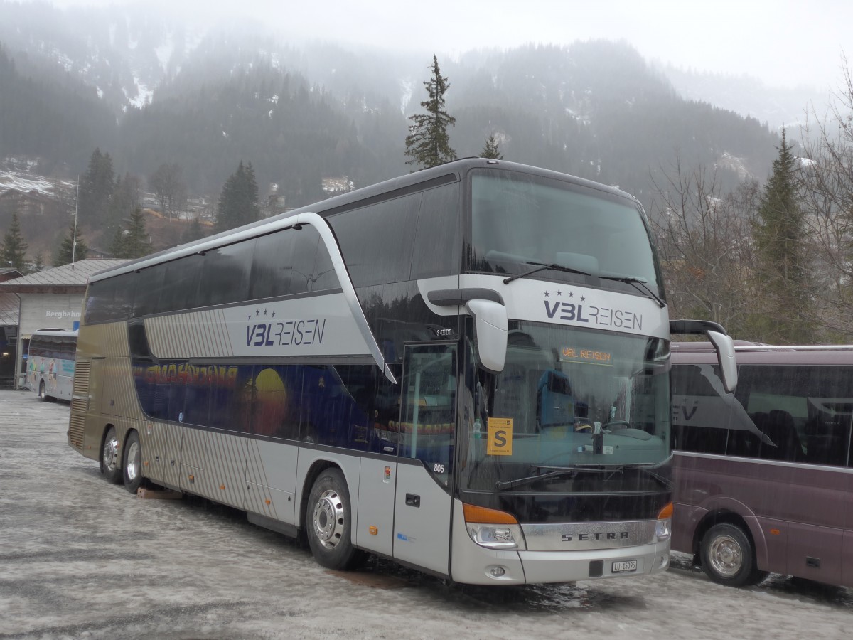 (168'351) - VBL Luzern - Nr. 805/LU 15'095 - Setra am 9. Januar 2016 in Adelboden, ASB