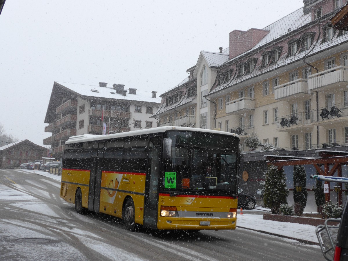 (168'436) - Spring, Schwenden - BE 26'671 - Setra am 10. Januar 2016 beim Autobahnhof Adelboden