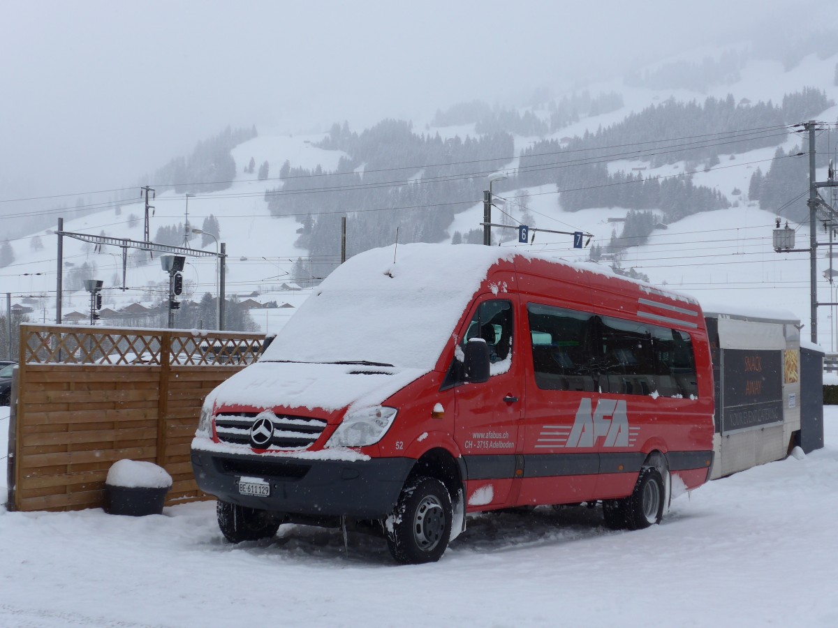 (168'471) - AFA Adelboden - Nr. 52/BE 611'129 - Mercedes am 17. Januar 2016 beim Bahnhof Zweisimmen