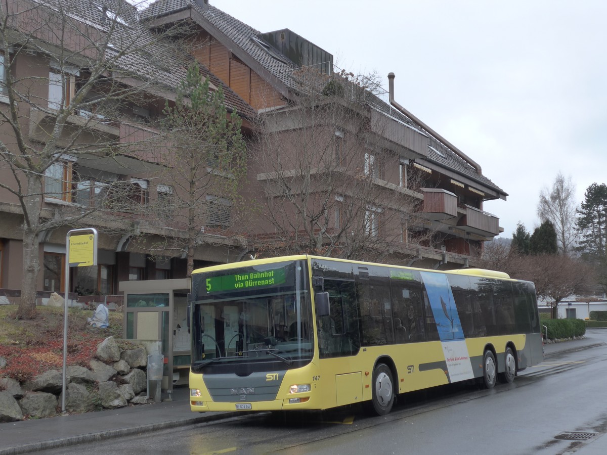 (168'727) - STI Thun - Nr. 147/BE 801'147 - MAN am 14. Februar 2016 in Thun, Schorenfriedhof