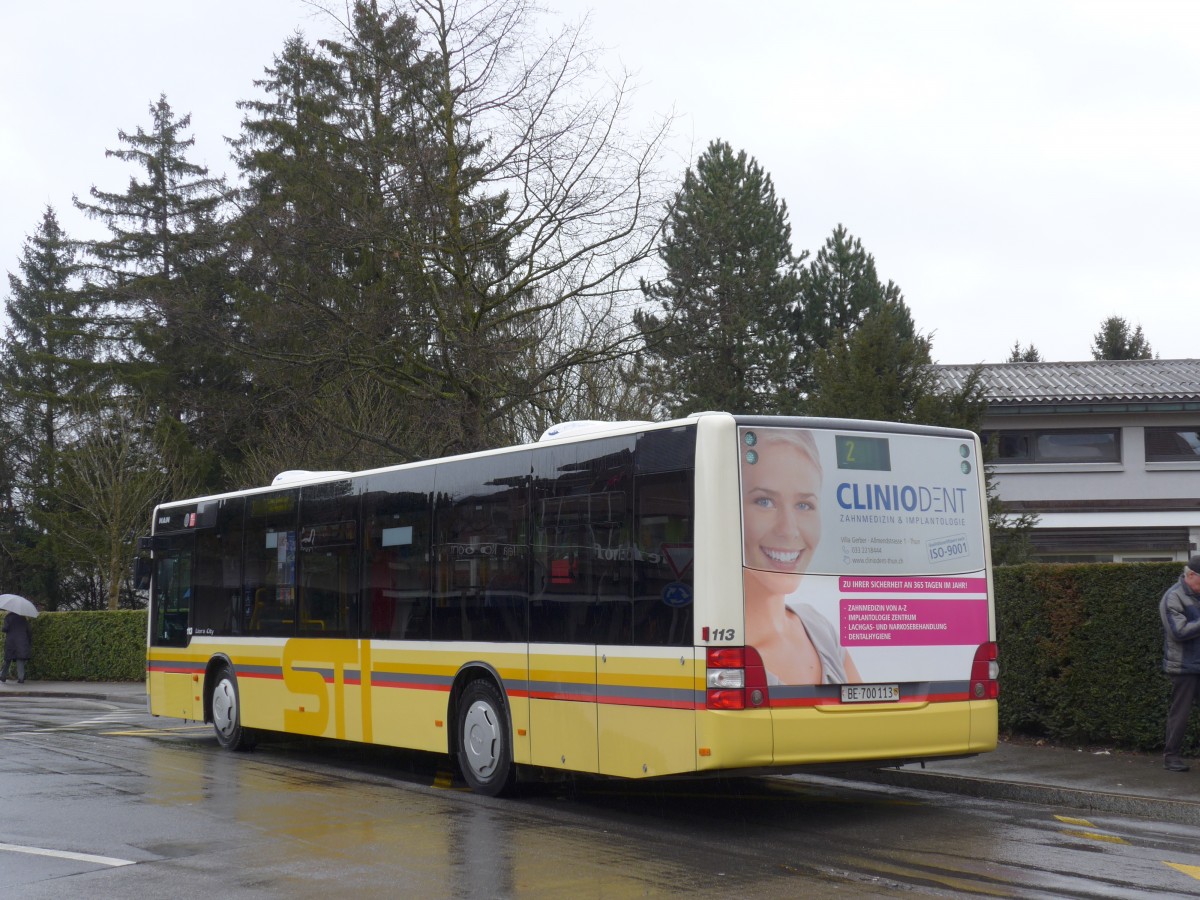 (168'728) - STI Thun - Nr. 113/BE 700'113 - MAN am 14. Februar 2016 in Thun, Schorenfriedhof