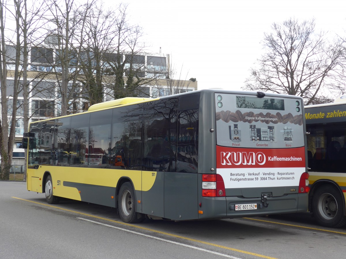 (168'929) - STI Thun - Nr. 152/BE 801'152 - MAN am 26. Februar 2016 bei der Schifflndte Thun