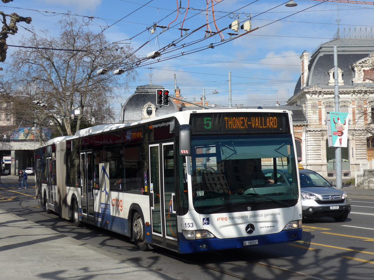 (169'111) - TPG Genve - Nr. 153/GE 960'537 - Mercedes am 7. Mrz 2016 in Genve, Place des Vingt-Deux-Cantons