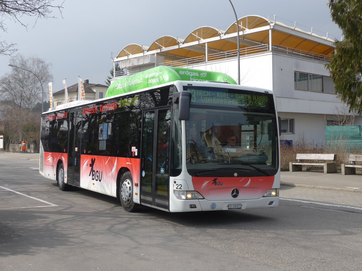 (169'387) - BGU Grenchen - Nr. 22/SO 108'872 - Mercedes am 21. Mrz 2016 beim Bahnhof Grenchen Sd