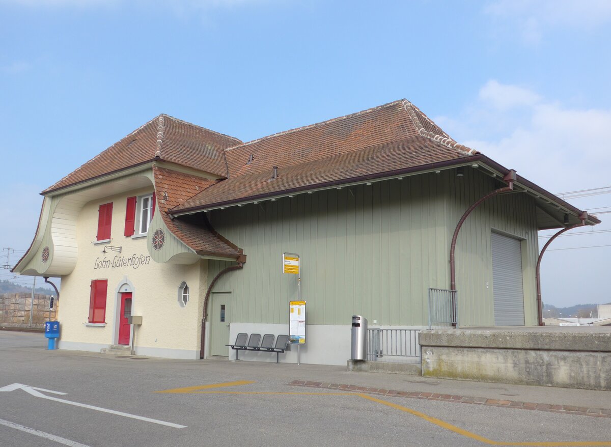 (169'410) - PostAuto-Haltestelle am 21. Mrz 2016 beim Bahnhof Lohn-Lterkofen