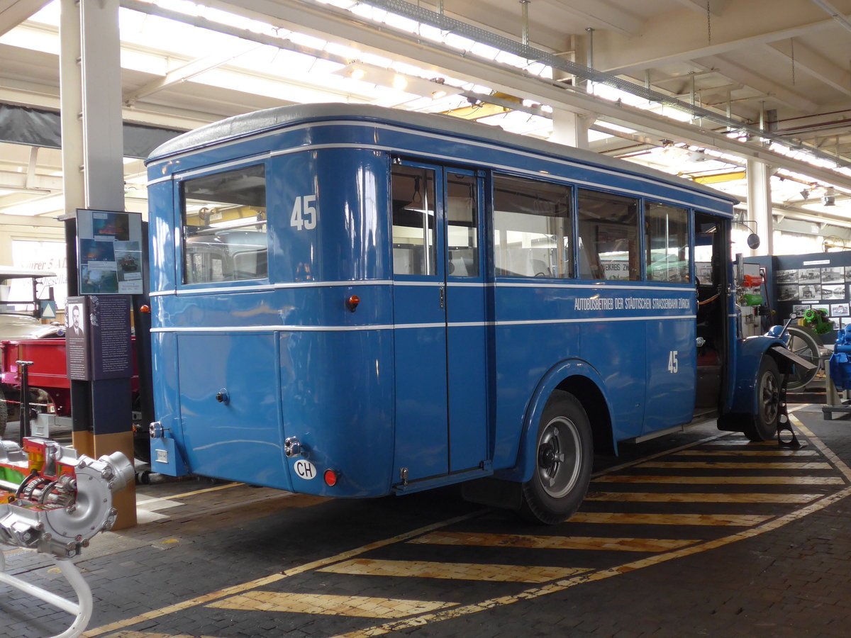 (169'690) - Oldtimer Club Saurer, Arbon - Nr. 45 - Saurer/Tscher (ex VBZ Zrich Nr. 45; ex Firma in Spreitenbach; ex VBZ Zrich Nr. 245; ex VBZ Zrich Nr. 45) am 2. April 2016 in Arbon, Saurermuseum