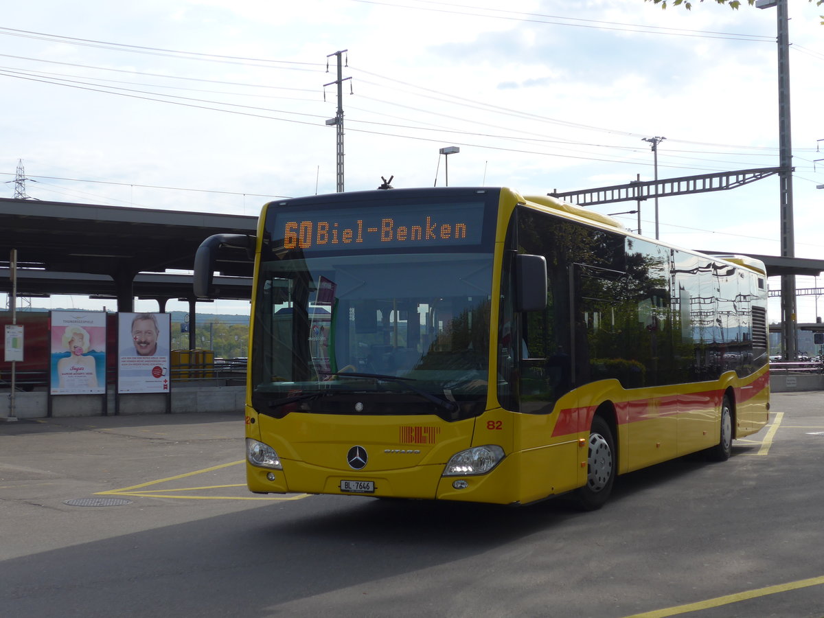 (170'258) - BLT Oberwil - Nr. 82/BL 7646 - Mercedes am 30. April 2016 beim Bahnhof Muttenz