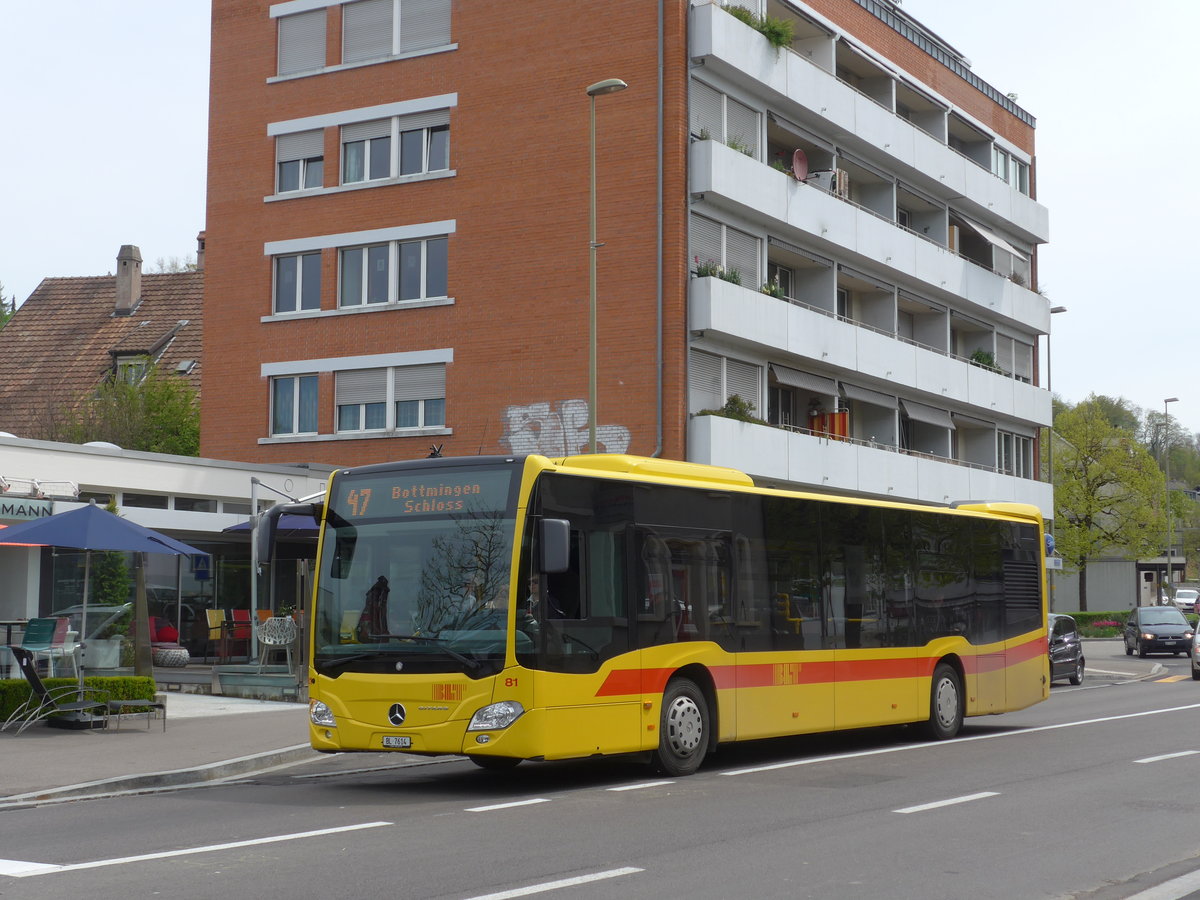 (170'309) - BLT Oberwil - Nr. 81/BL 7614 - Mercedes am 30. April 2016 in Bottmingen, Schloss