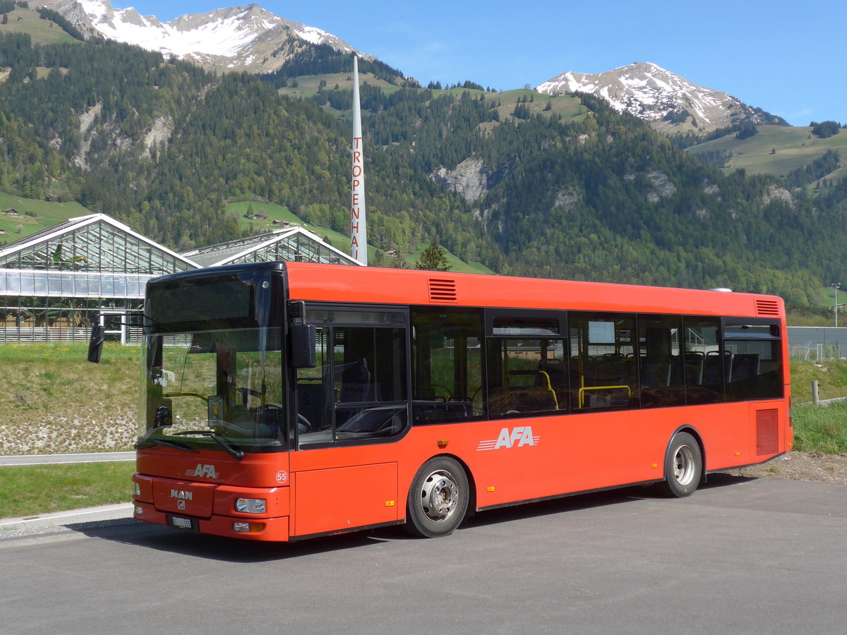 (170'409) - AFA Adelboden - Nr. 55/BE 611'055 - MAN/Gppel am 10. Mai 2016 in Frutigen, Garage