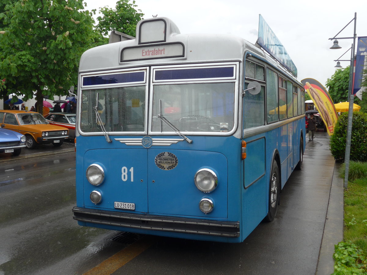 (170'595) - VBL Luzern (vbl-historic) - Nr. 81/LU 231'018 - FBW/Hess am 14. Mai 2016 in Sarnen, OiO