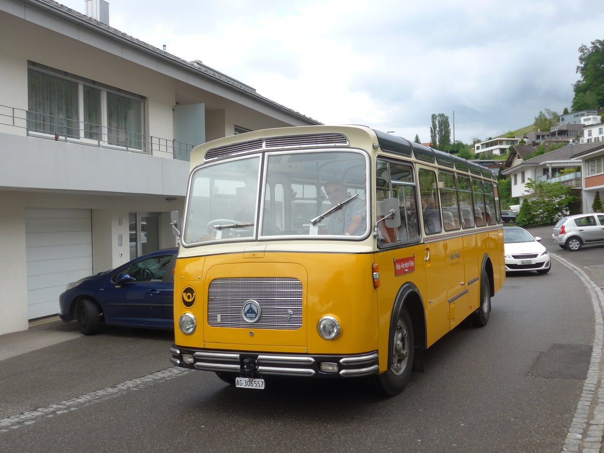 (171'627) - Streiff, Gelterkinden - AG 306'557 - Saurer/Gangloff (ex Oldie-Tours Zrisee, Wollerau; ex OTAG, Wald; ex Leibundgut, Obergoldbach; ex Krebs, Belpberg) am 4. Juni 2016 in Mhlethal, Gasthof Linde