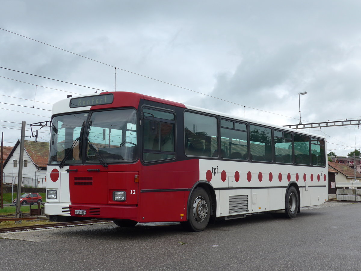 (171'800) - TPF Fribourg - Nr. 12/FR 300'309 - Volvo/Lauber (ex GFM Fribourg Nr. 12) am 13. Juni 2016 beim Bahnhof Chtel-St-Denis