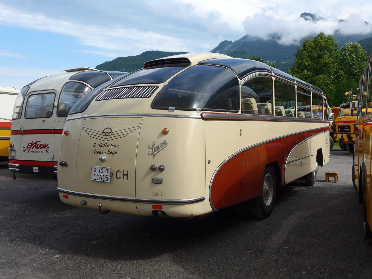 (172'018) - Ballestraz, Grne - VS 11'615 - Saurer/Saurer (ex Girardet, Yverdon) am 25. Juni 2016 in Aigle, Saurertreffen