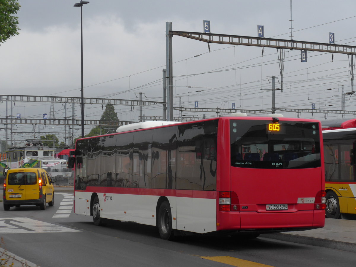 (172'987) - TRAVYS Yverdon - VD 550'345 - MAN am 14. Juli 2016 beim Bahnhof Yverdon