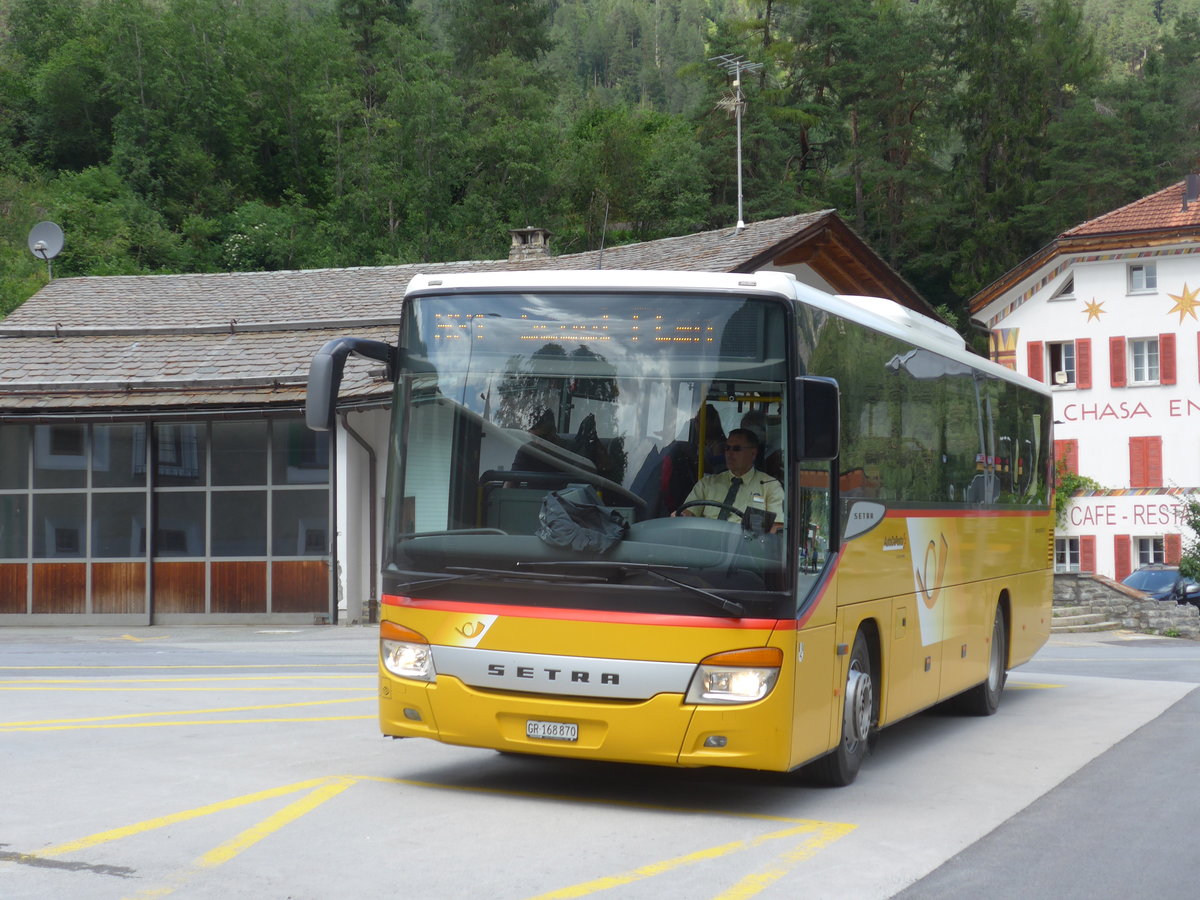 (173'345) - PostAuto Graubnden - GR 168'870 - Setra (ex Heim, Flums) am 24. Juli 2016 in Martina, Cunfin