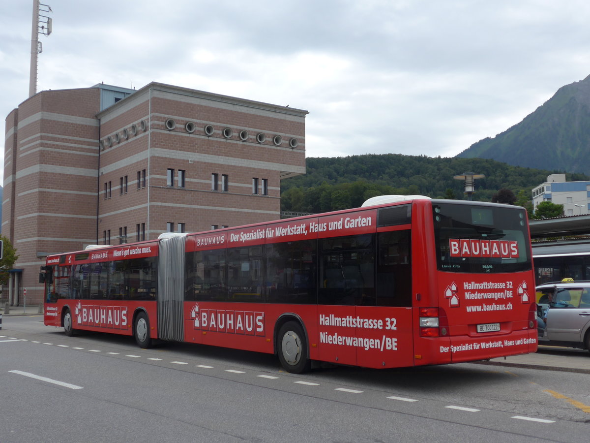 (173'377) - STI Thun - Nr. 122/BE 700'122 - MAN am 31. Juli 2016 beim Bahnhof Spiez