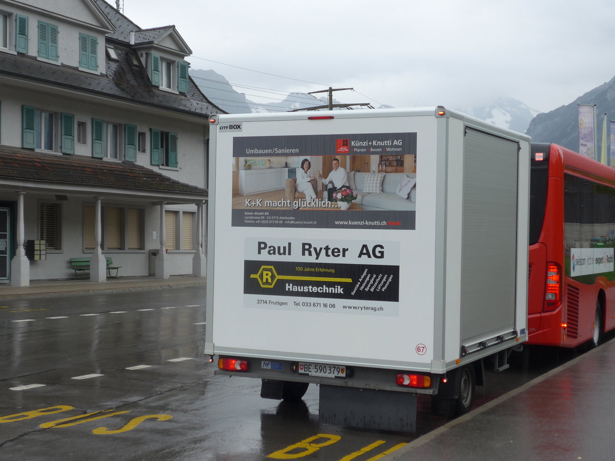 (173'381) - AFA Adelboden - Nr. 67/BE 590'379 - Niederhauser Gepckanhnger am 31. Juli 2016 beim Bahnhof Frutigen