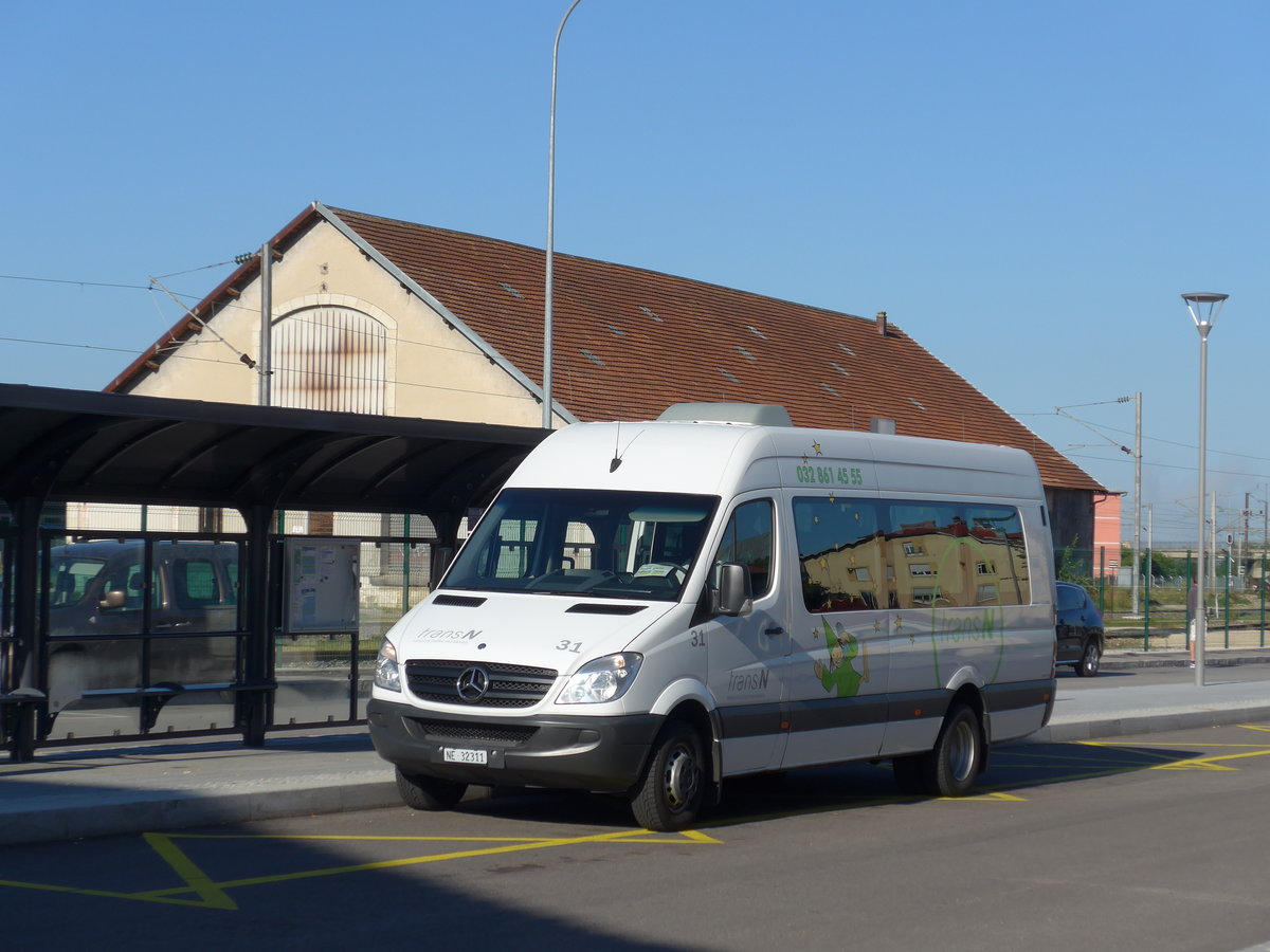 (173'542) - Aus der Schweiz: transN, La Chaux-de-Fonds - Nr. 31/NE 32'311 - Mercedes am 1. August 2016 beim Bahnhof Pontarlier