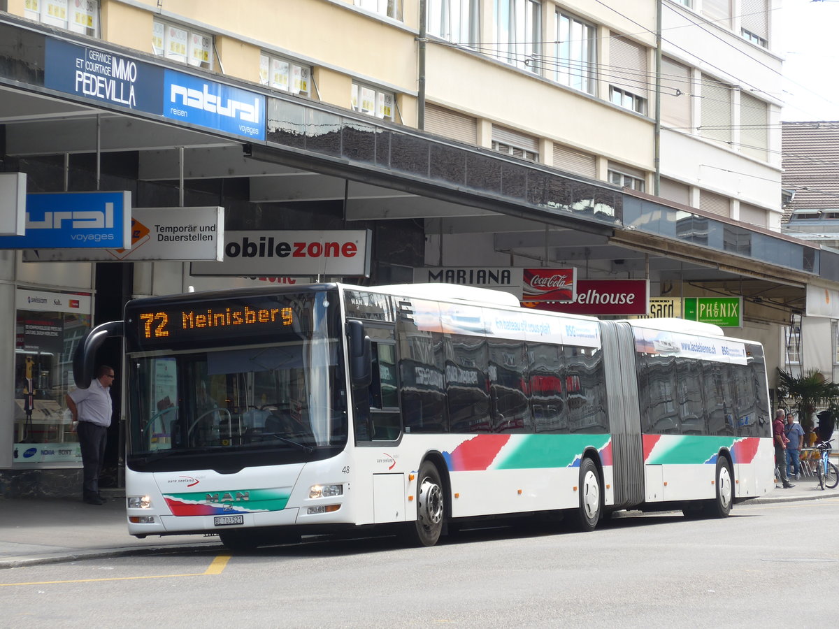 (173'615) - ASm Langenthal - Nr. 48/BE 703'521 - MAN am 1. August 2016 beim Bahnhof Biel