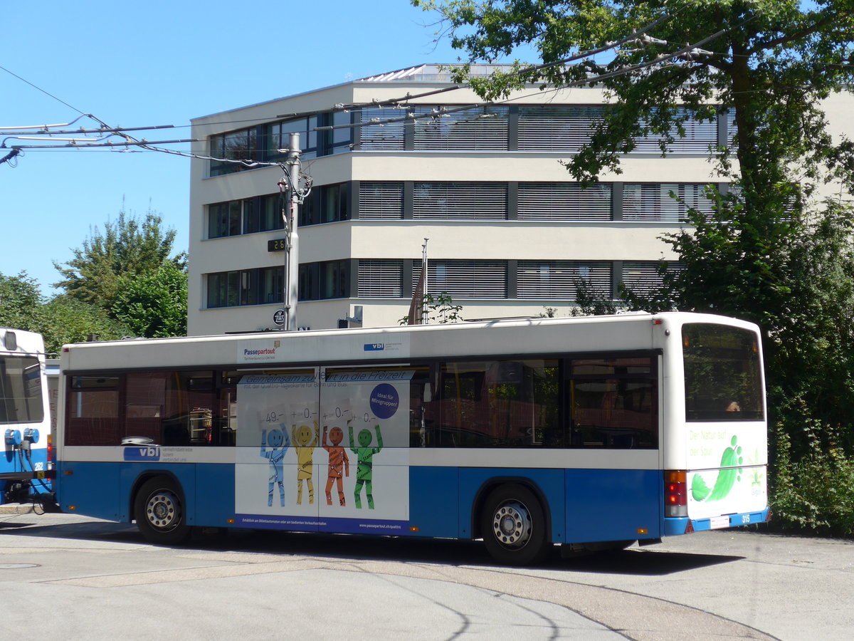 (173'771) - VBL Luzern - Nr. 315 - Lanz+Marti/Hess Personenanhnger am 8. August 2016 in Luzern, Maihof