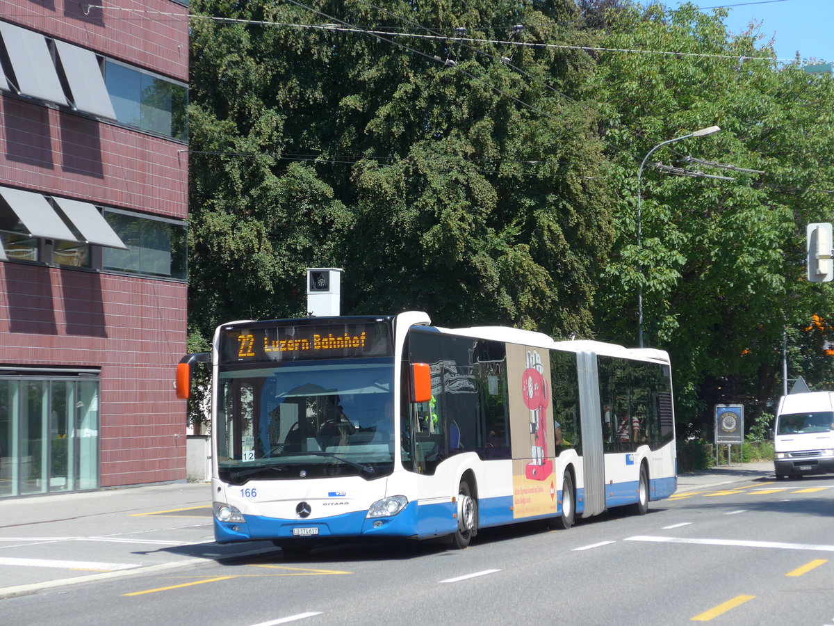 (173'790) - VBL Luzern - Nr. 166/LU 174'617 - Mercedes am 8. August 2016 in Luzern, Maihof